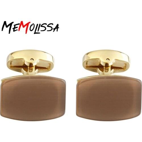 MeMolissa Brown Color Opals Classic Shirt Cufflinks for mens Brand cuff button cuff links High Quality abotoaduras Jewelry