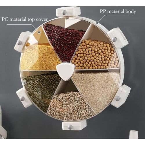 Wall-Mounted Seperated Grain Cereal Can Rice Storage Box Classification Rice Cylinder Organizers Household Food Storage Contain