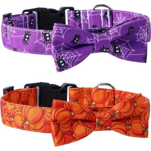 Halloween Dog Collar Adjustable Pet Collar for Small Medium Dog Pet Chihuahua Bulldog Collars With Bow Tie Pet Puppy Supplies