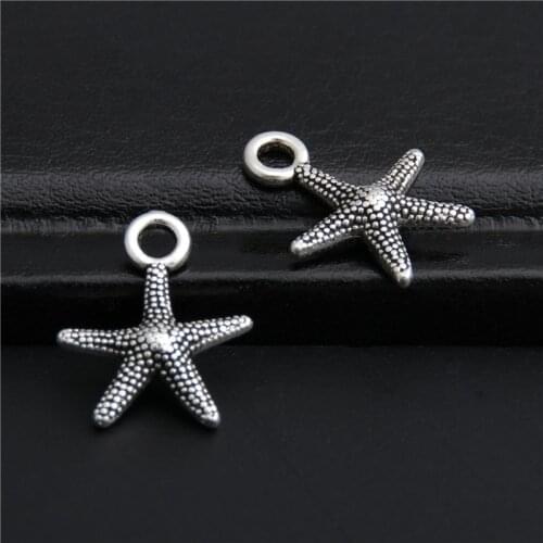 20pcs Silver Color Starfish Charms Pendant For Necklace Bracelets Jewelry Making Diy Handmade Craft A2775
