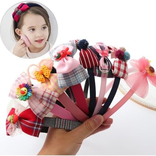 Cute girl hairbands bow Hair bands headwear with tooth non-slip hair band hair accessories Korean girl baby hair band Headdress