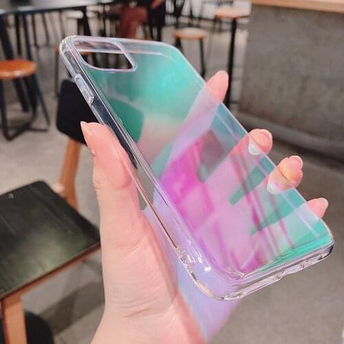 Transparent Laser phone Case for iphone 11 11Pro X XR XS Max case For iphone 12 7 8 plus hard Acrylic Phone Case protective capa