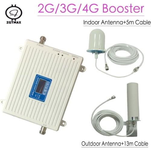 ZQTMAX Doub Band Repeater 2G 3G 4G DCS 1800 WCDMA 2100MHz LTE UMTS Amplifier Mobile accessories Signal booster with Antenna Set