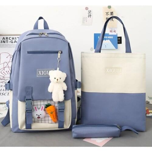 3 Piece Set Bags for Teenage Girl 2021 Bookbags Backpack High School Backpack Canvas Fashion Travel Women Teen Student Schoolbag