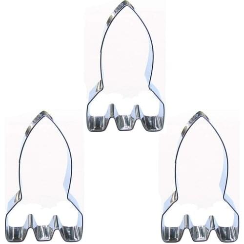 Medium rocket shape 3 piece cookie cutting molds, baking tools, cake decorating soft candy tools