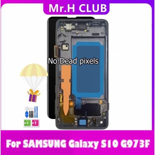Super AMOLED For Samsung Galaxy S10 2019 SM-G9730 G973F LCD Display Touch Screen Digitizer Replacement For Samsung S10 LCD