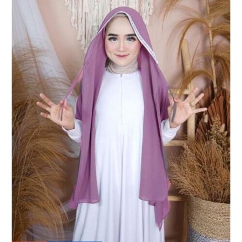 Bubble Heavy Chiffon Hijabs With Rope Embroidered Lace Solider Color Shawls Pashmina Lace Hijabs Scarves/Scarf