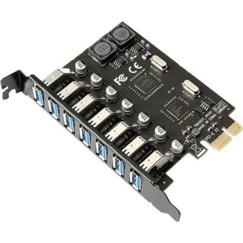USB 3.0 PCI E To 7 Port USB PCI Express Adapter for Computer Desktop Controller Converter with USB PCIe PCI-e X1 Expansion Card