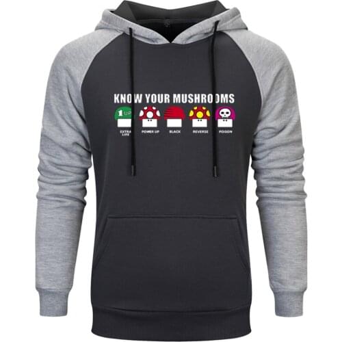 Know Your Mushrooms Raglan Hoody For Mens Fashion Casual Sweatshirt Hoodie Tops Hip Hop Clothing New Arrival Moletom Masculino