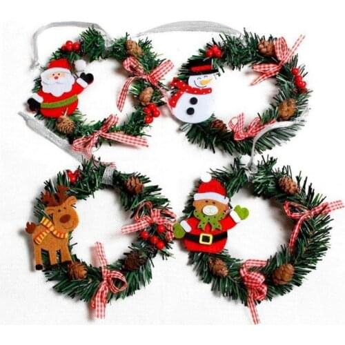 Snowman Christmas Deer Cloth Art Wreath Rattan Reed Wreath Garland Christmas Decoration Ornaments Party Supplies Decor lin4149