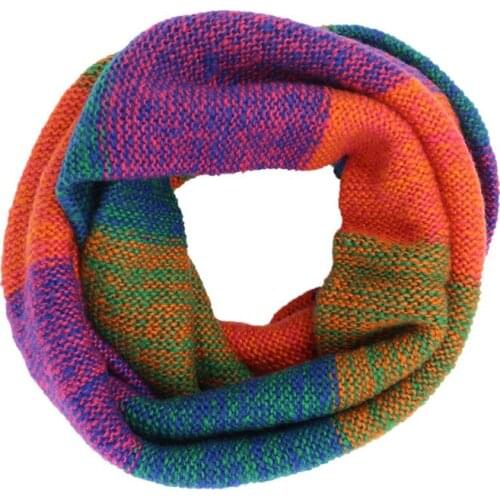 Knit Infinity Loop Scarf Winter Women Fashion ring Circle Collar Plaid Mohair Neck Warmer