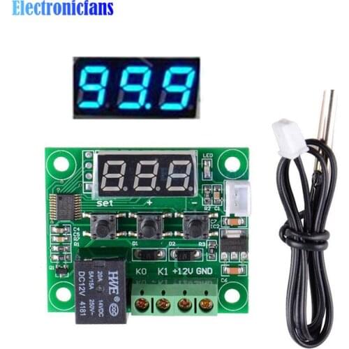 W1209 Digital Blue LED DC 12V Heat Cool Temp Thermostat Temperature Control Switch Module On/Off Controller Board + NTC Sensor