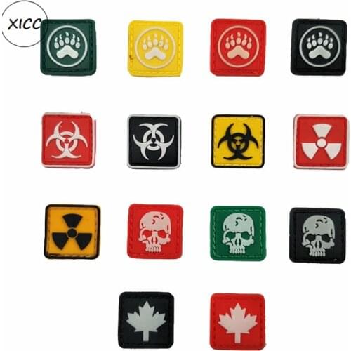 XICC PVC Mini Noctilucence Shine Chapter Velcro Armbands HOOK & LOOP Biochemistry Skull Bear Claw Military Army For Clothes Bag