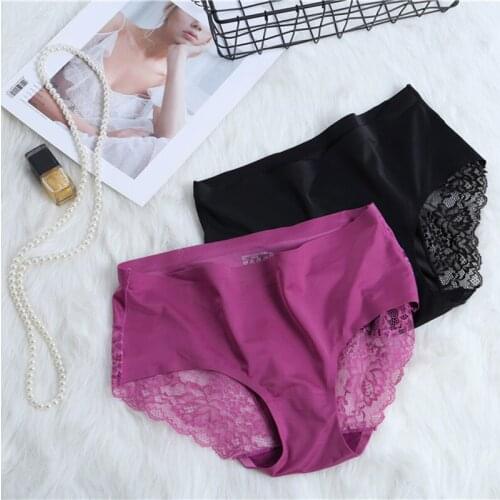 Sexy Lace Panties Women Briefs Seamless Underwear Ultra-thin Transparent Cotton Crotch Girls Ladies Bikini Plus Size Intimates