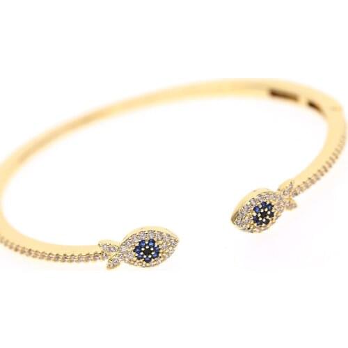 European Fashion Lucky Pisces Open Bracelet Women Adjustable Pavé Crystal Simple Wristband Trend Wedding Jewelry Girlfriend Gift