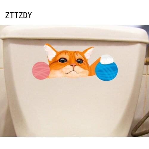 ZTTZDY 22.2*9.7CM Cat Wall Decal Modern Style BedRoom Home Decor Toilet Sticker T3-0217