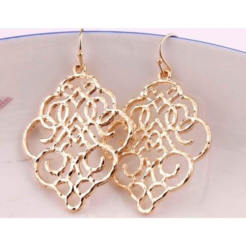 ZWPON New Gold Filigree Morocco Dangle Earrings for Women Fashion Jewelry Zinc Alloy Basic Statement Earrings Wholesale 2020