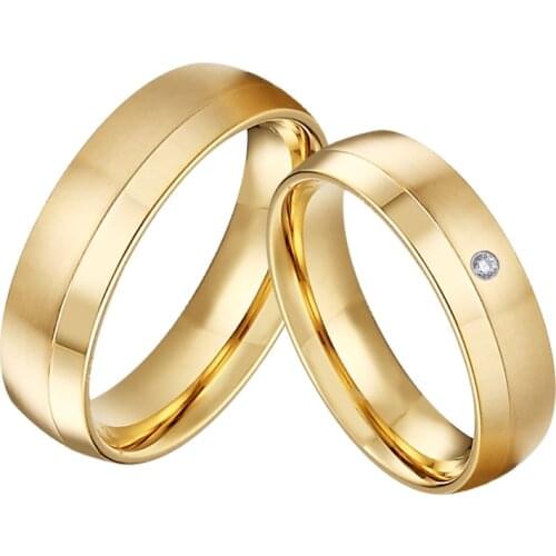 1 Pair Love Alliance Couples Wedding Ring Gold Plated jewelry Proposal rings for men and women Marriage Anniversary