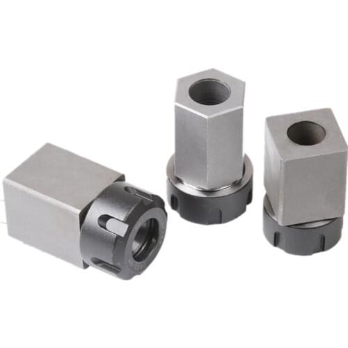 1pcs Square ER25 ER32 ER40 Chuck Block Hard Steel Spring Collet Chuck Seat for CNC Lathe Engraving Machine Cross Hole Drilling