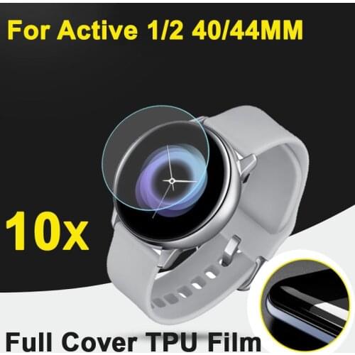10pcs/lot Full Cover Soft TPU Protective Films For Samsung Galaxy Watch Active 1/2 40mm 44mm Band SmartWatch Screen Protectors