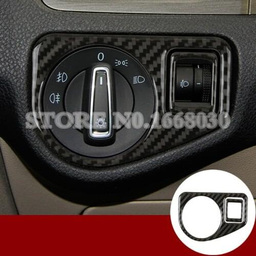 Carbon Fiber Headlight Switch Button Trim Cover For Volkswagen Golf 7 MK7 2013-2018 2pcs Car accesories interior Car Trim