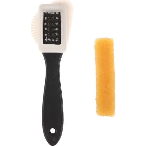 2pcs/set Leather Stain Cleaner Suede Shoe Brush 3 Side Cleaning Brush Rubber Eraser Black S Shaped Shoes Cleaner Boot Shoe