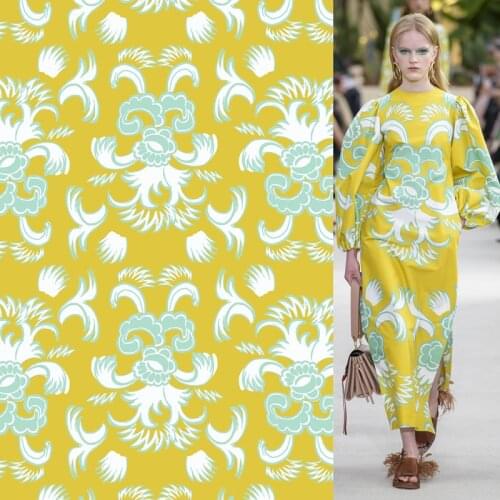 2021 spring European brand show high-end digital printing custom fabric summer shirt skirt fabric factory shop