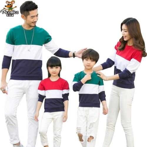 2020 Spring Autumn Family Matching Outfits Long Sleeve Stripe Father Mother Daughter Baby Girl Boy Family Clothes