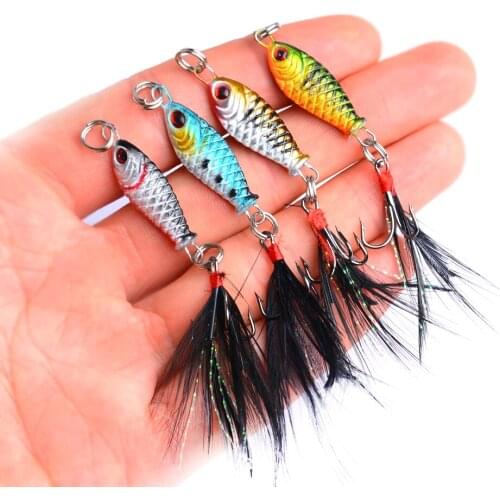 4pcs Sharp Hook Mini 6.4g 25mm Pesca Isca Artificial Knife Jigging Metal Spoon VIB Artificial Bait Hook Boat Lures Lead Fish