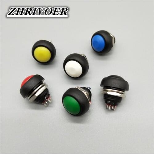 6Pcs 12mm ON-OFF Waterproof Momentary/Self-reset Push Button Switch SPDT Power Start Button Switch 3A/125V