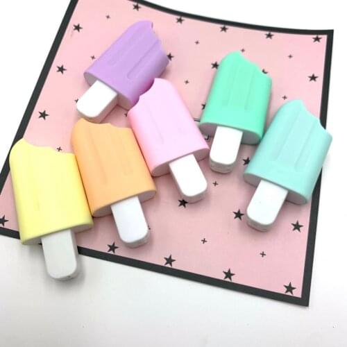 6 Pcs/Pack Korean Stationery Ice Cream Candy Color Highlighter Office Supplies Gift Pastel Highlighter Cute School Supplies
