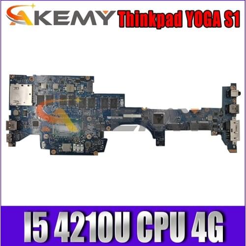 Akemy ZIPS1 LA-A341P Motherboard For Lenovo Thinkpad YOGA S1 Laptop Motherboard CPU I5 4210U 4G RAM 100% Test Work