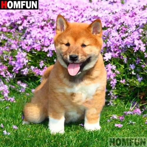 HOMFUN Full Square/Round Drill 5D DIY Diamond Painting "Animal dog flower" 3D Diamond Embroidery Cross Stitch Home Decor A19588