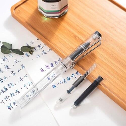 2pcs/lot Fountain Pen-type Gel Pen 0.38/0.5mm Transparent Signature Calligraphy Pen Replaceable Ink Sac Can Absorb Ink Pen