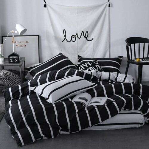 Black White Stripe Duvet Cover 3/4 pcs Bedding Set Single Twin Queen King Size Double Quilt Case Sheet Pillowcase 1.8m 2.0m 2.2m