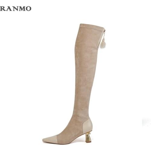 French Over The Knee Stretch Boots Womens Shoes High Heels Winter Warm Boots Daily Commuter Boots Office Boots Womens Boots