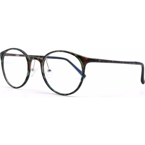 HKUCO Stylish Green print Clear Lens Frame Glasses Circle Frame Myopia Eyeglasses Frames