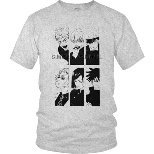Jujutsu Kaisen Tshirts Men Leisure Tee Tops 100% Cotton T Shirts Short Sleeve Japanese Action Anime Manga T-shirts Gift Merch