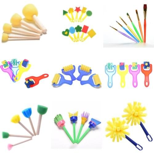 1-6 Pcs Rotate Spin Paint Drawing Sponge Brushes Kids DIY Flower Sponge Art Graffiti Brushes Painting Tool Educational Toy