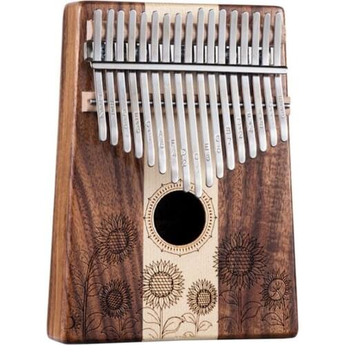 HLURU Kalimba 17 Key Acacia + Maple Sunflower Keyboard Thumb Piano Chamfer Calimba Musical Instruments Keyboard