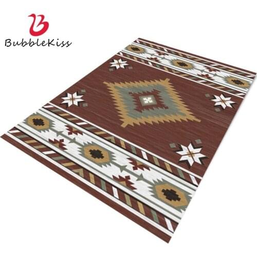 Bubble Kiss Ethnic Style Carpets For Living Room Home Brown Geometric Pattern Foot Pad Anti Slip Decor Mat Customize Bedroom Rug