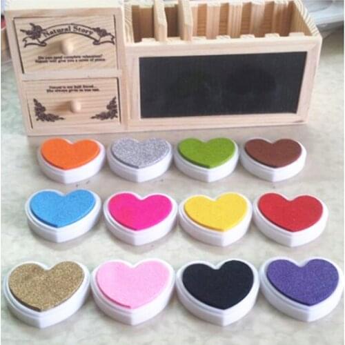 Colorful InkPad 12Colors DIY Scrapbooking Stamp Craft Rubber Stamps For Inkpad Finger Print Stamping Finger Paint Wedding Decor