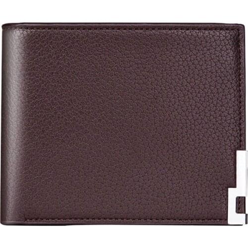Men horizontal Billfold Money ID Card Wallet Purses Ultra-Thin Short Design Luxury Coins Clip ​Leather Card-Holder Clutch Bag