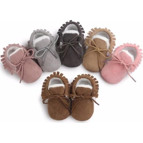 Newborn Infant Boy Girl Soft Moccs Fringe Soft Soled Non-slip Footwear Crib Shoes PU Suede Leather First Walkers