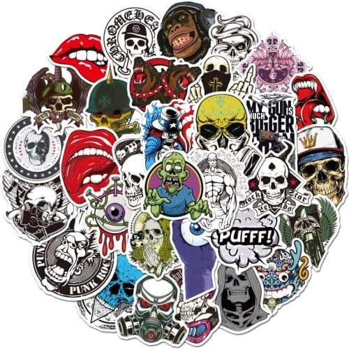 10/50pcs Terror Series Skull Graffiti Car Sticker Travel Case Laptop Skateboard Guitar Not Repeat Waterproof Decal Sticker