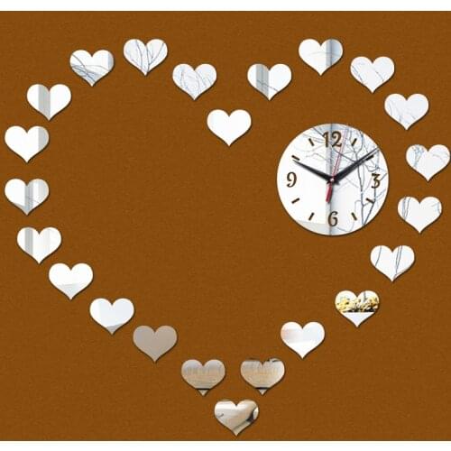 New hot 3d acrylic mirror clock clocks horloge watch Wall Stickers Home Decoration Quartz Living Room Modern