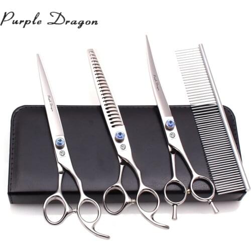 Pet Scissors Purple Dragon Brand 8" Japanese 440C Professional Thinning Shears 3004# Dog Hair Scissors Pet Scissors Set Add Bag