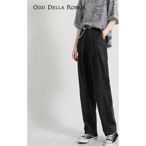 OddDellaRobbia Summer New Style Japanese Korean Slim Suit Pants Mopping Pants Loose Casual Drape Wide-Leg Pants OL Women 2028
