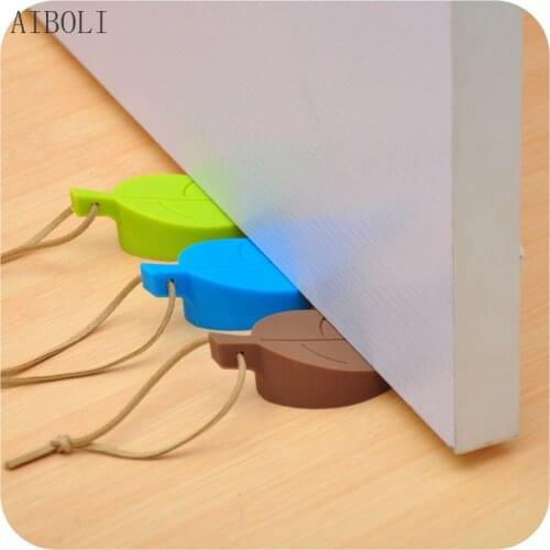 Leaves Shape Silicone Rubber Door Stop Stoppers Door Block Children Anti-Folder Hand Hotel Security Door Card Hanging Door Stop