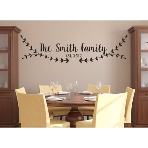 Personalized Family Name Wall Sticker Living Room Dining Room Decor Established Date Family Vinyl Wall Decal Murals A718